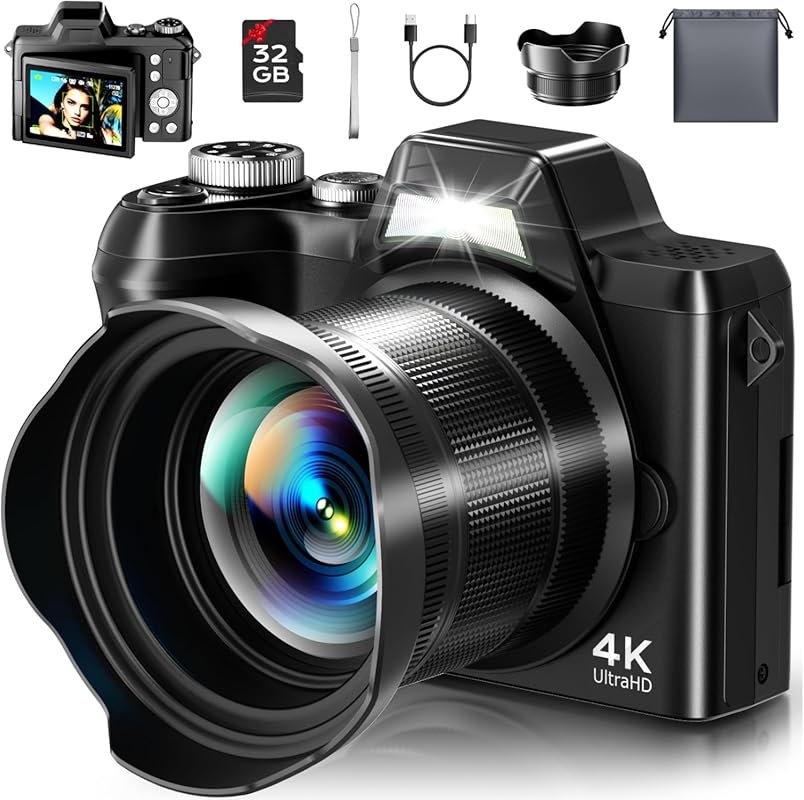 4K Autofocus 56MP Digital Camera for Photography & Vlogging, 16X Zoom
