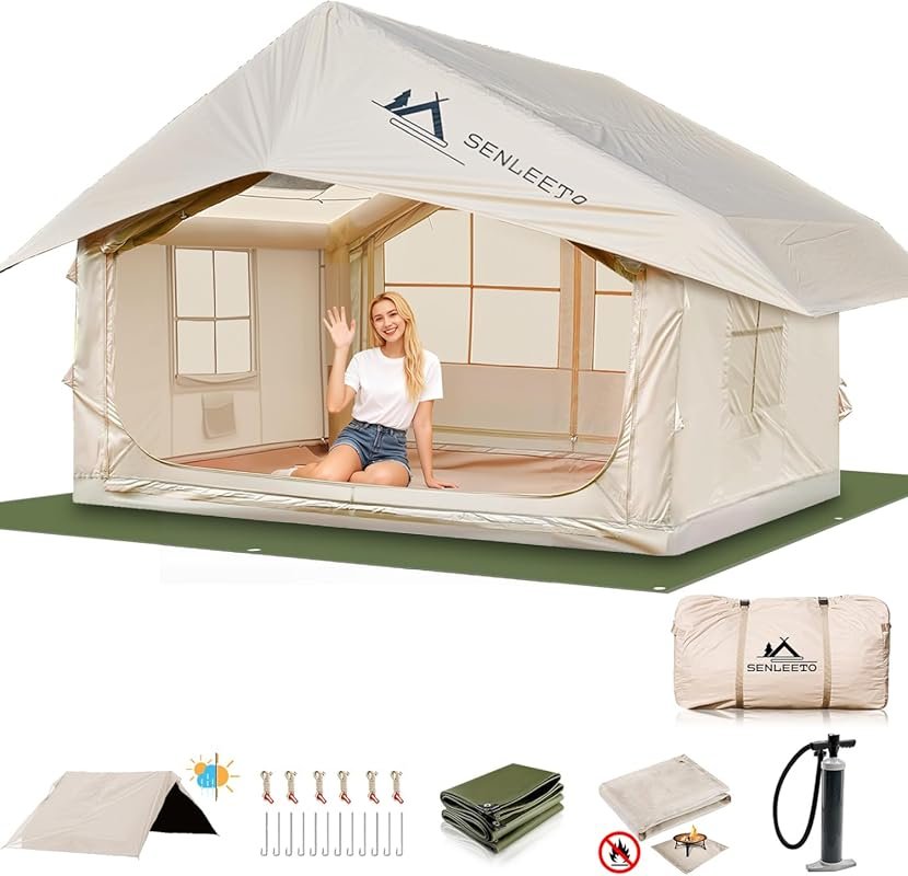 Large Inflatable Camping Tent for 4-6 People: Easy Setup Glamping Tent