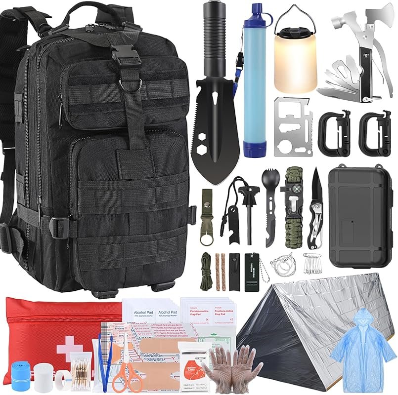 258PCS Men's Christmas Survival Kit with Water Filter, Tent, Lantern, 