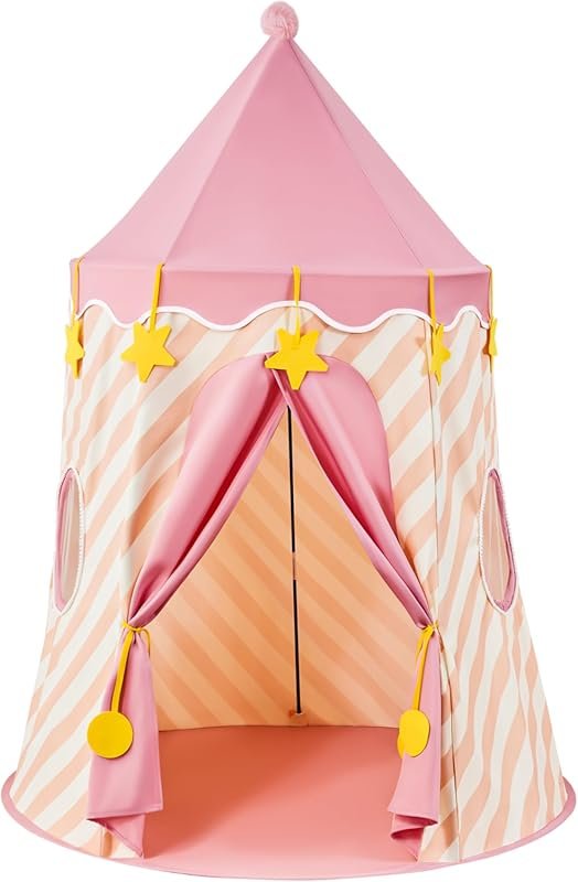 Hallo Deer Strawberry Pink Kids Princess Castle Play Tent with Star Wi