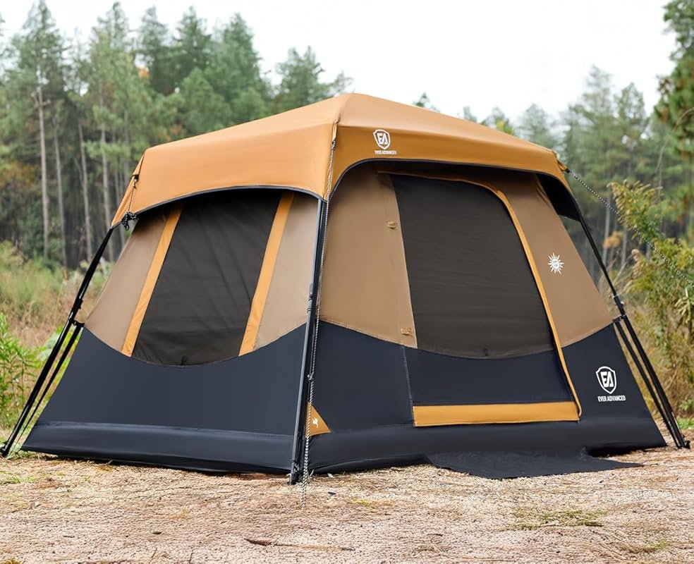 EVER ADVANCED 4 Person Blackout Cabin Tent: Easy 60s setup, 4000mm wat