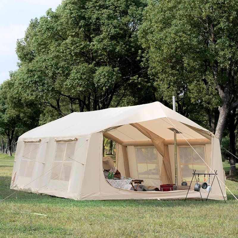 Waterproof 4-Season Inflatable Camping Tent with Hand Pump