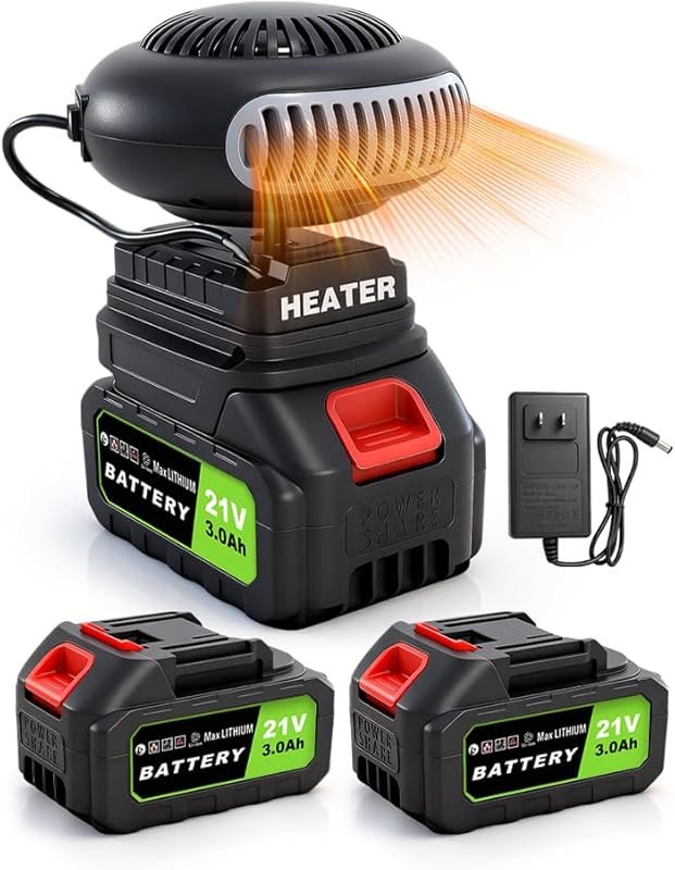 Cordless Battery Operated Heater - Portable Car Defroster with 2 Rechargeable Batteries