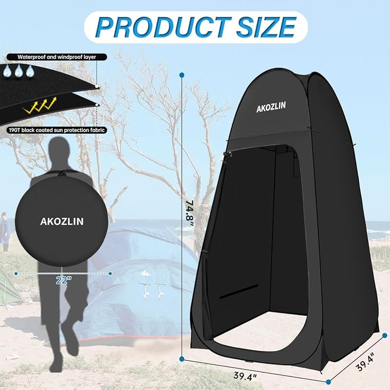 AKOZLIN Portable Pop Up Shower Tent: Instant Privacy Dressing Changing