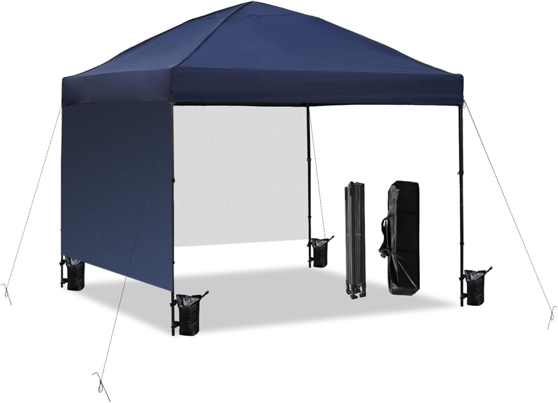 10x10 Pop Up Canopy Tent with 2 Sidewalls - Waterproof Outdoor Shade T