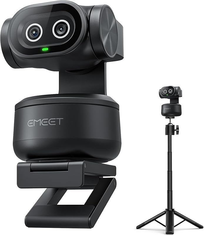 EMEET PIXY 4K Dual-Camera AI PTZ Webcam with Tripod, AI Tracking, 3 Mi