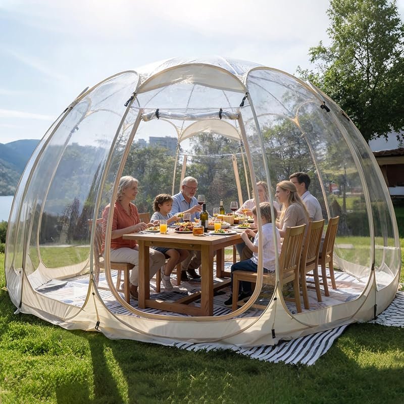 Pop Up Bubble Tent: 15x15 ft Clear Igloo Greenhouse, 540° Transparent 