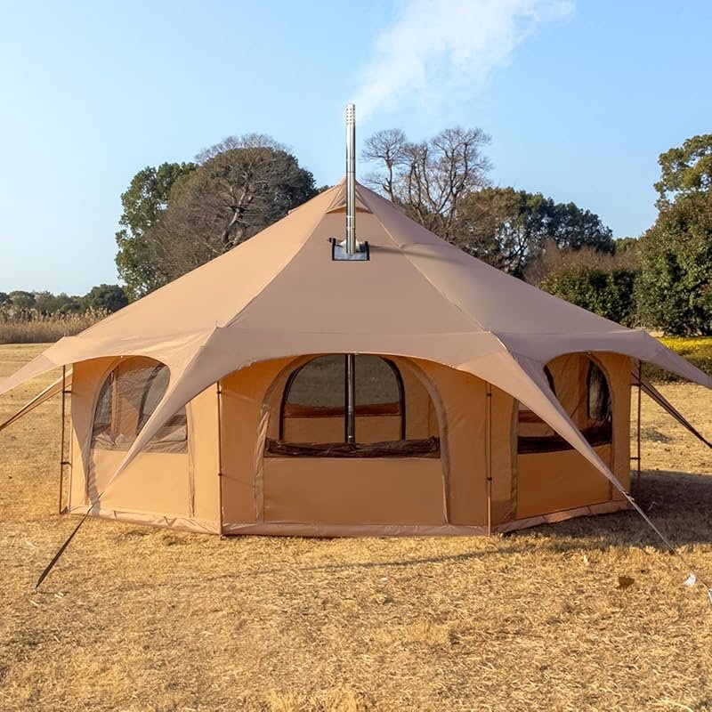 Oxford Bell Tent for Glamping & Camping: 6-10 Person Spacious Family T