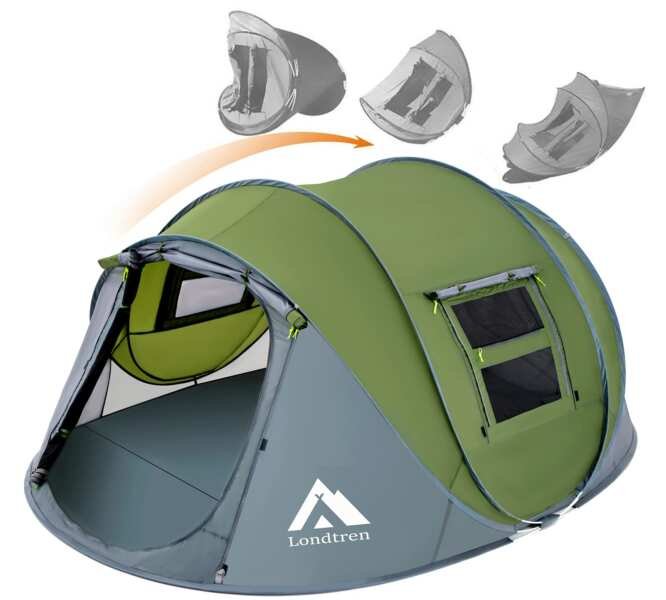 4 Person Easy Pop Up Tent Waterproof Automatic Setup 2 Doors-Instant Family Tent