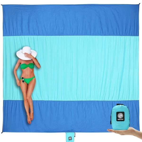 WEKAPO Beach Blanket Sandproof Waterproof, Extra Large Beach Mat, Oversized & Co