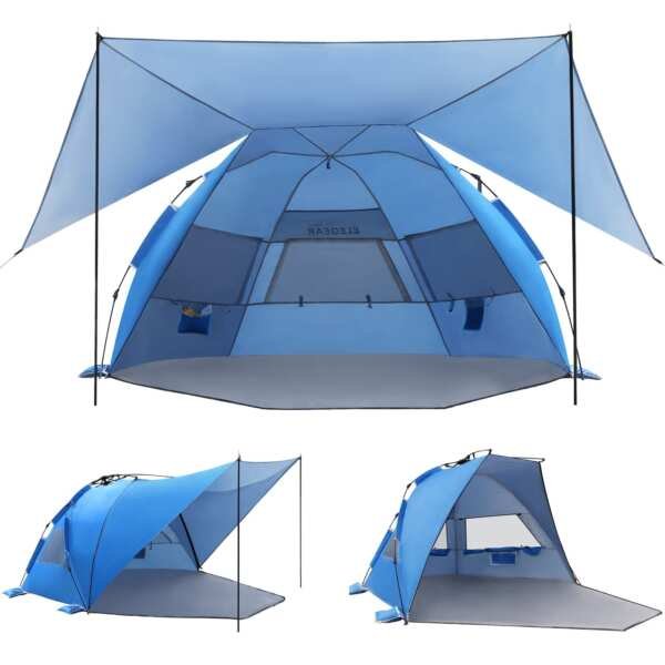 Elegear CumbreX™ Beach Tent with 360° Removable Canopy, 4-6 Person Pop Up Sun Sh