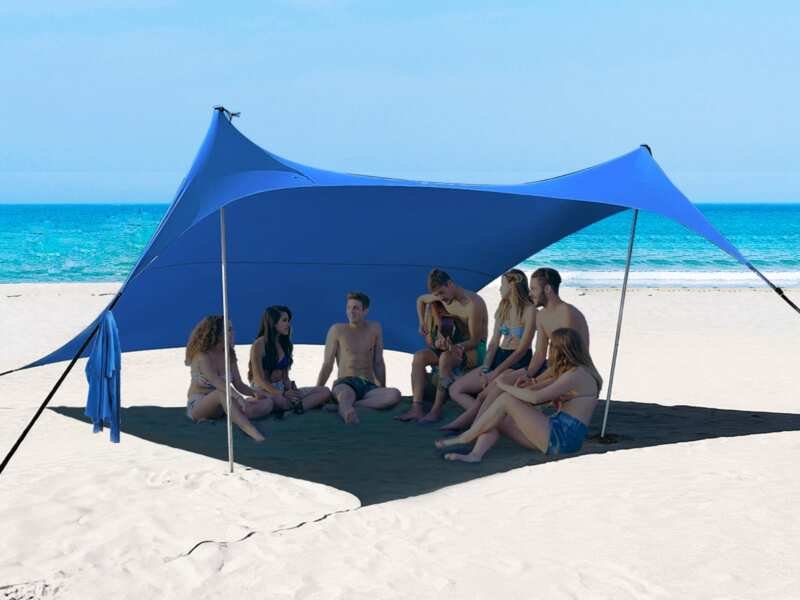 10×10ft UPF50+ Beach Tent Sun Shelter, Windproof Stable Outdoor Pop Up Beach Sha