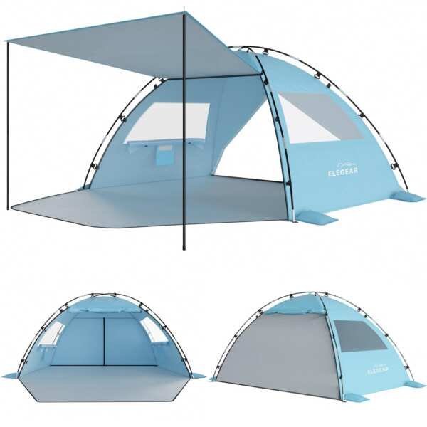 Elegear Beach Tent Sun Shelter with Canopy, 4-5 Person Pop Up Beach Tent, Easy S