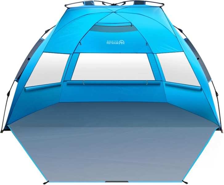 OutdoorMaster 3-4 Person Pop Up Beach Tent Sun Shelter with Sandbags, 