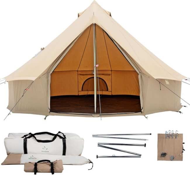 WHITEDUCK Regatta Waterproof 4-Season Canvas Bell Tent with Stove Jack
