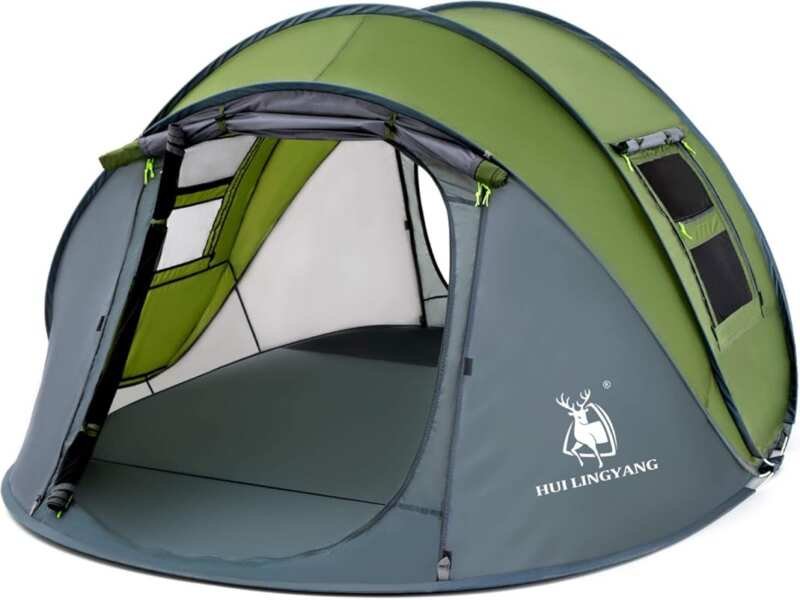 4 Person Easy Pop Up Tent: Automatic Setup, Waterproof, 2 Doors, Perfe