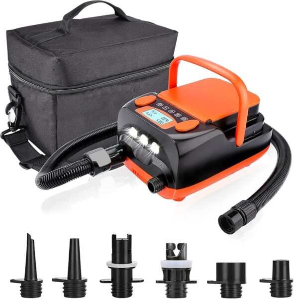 AGPTEK Digital 16PSI 12V Rechargeable SUP Air Pump: Portable Electric 