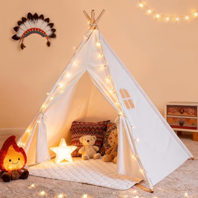 Kids teepee tent for girls and boys, playhouse for indoor outdoor game