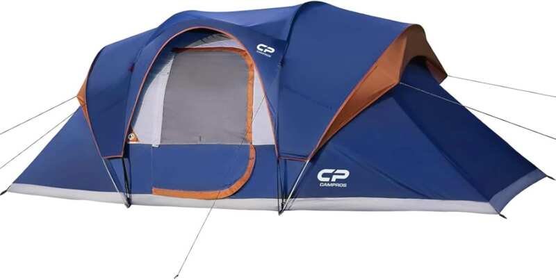 CAMPROS CP 10 Person Family Cabin Tent: Water Resistant, 2 Rooms, Top 
