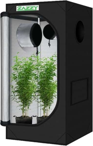 zazzy 2x2 Indoor Grow Tent: 600D Mylar Hydroponic Tent with Observatio