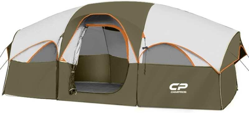CAMPROS 8 Person Camping Tent: Weather Resistant Family Tent with 5 Me