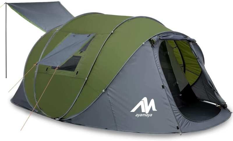 AYAMAYA 6 Person Double Layer Waterproof Instant Pop Up Camping Tent w
