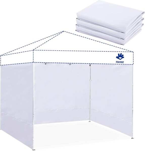 Instant Canopy 10x10 White Waterproof UV Protection 3-Piece Sidewalls 