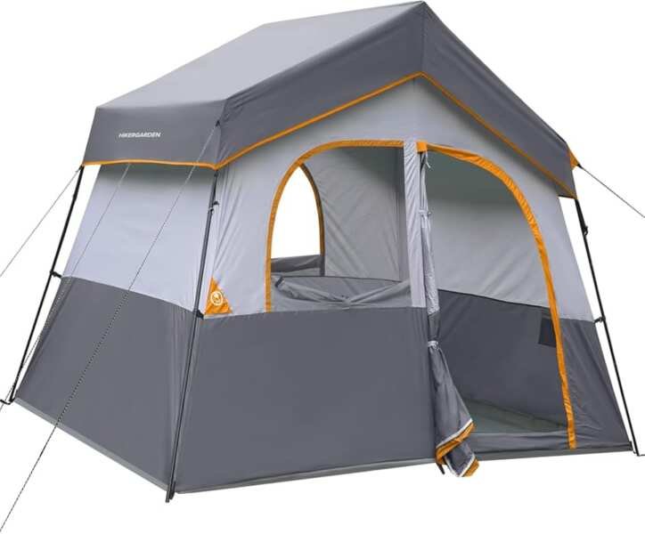 HIKERGARDEN 6-8 Person Family Cabin Camping Tent: Portable, Windproof 