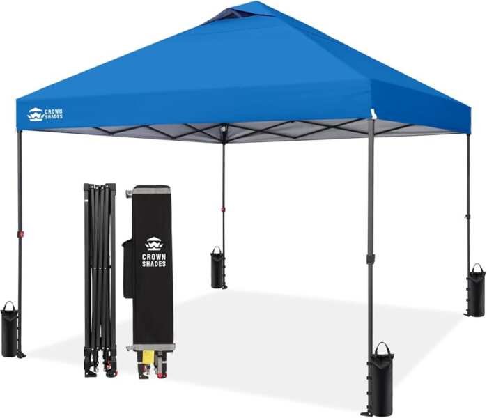 CROWN SHADES 10x10 Blue Pop Up Canopy Tent, Instant Outdoor Beach Gaze