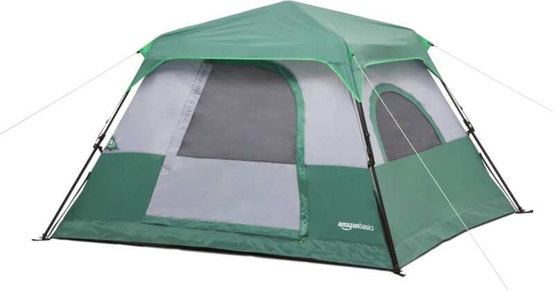 Amazon Basics Instant Camping Tent with Rainfly - Weather-Resistant, Q