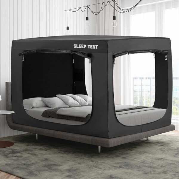 Bed Tent Queen Canopy for Kids & Adults: Portable Dream Tent, 93% Blac