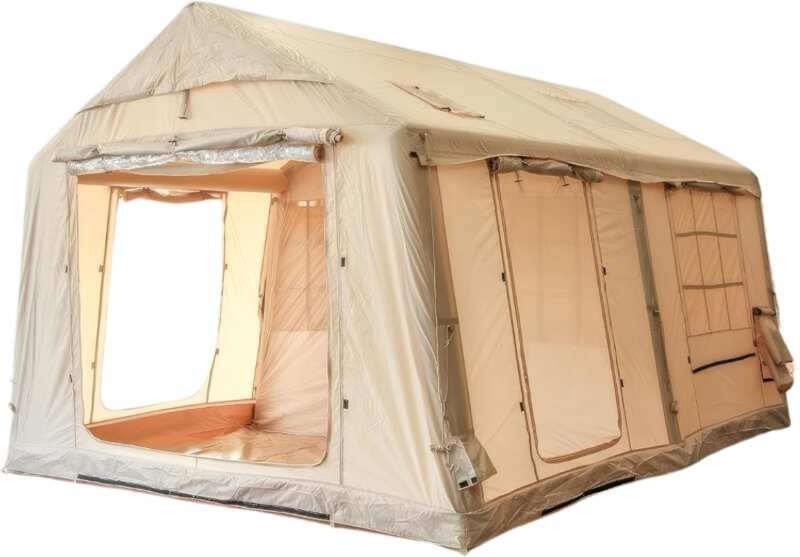 Inflatable 4 Season Camping Tent, Easy Setup Cotton Canvas Glamping