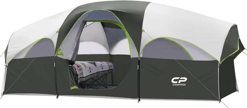 CAMPROS CP 8 Person Camping Tent: Weather-Resistant Family Tent with 5