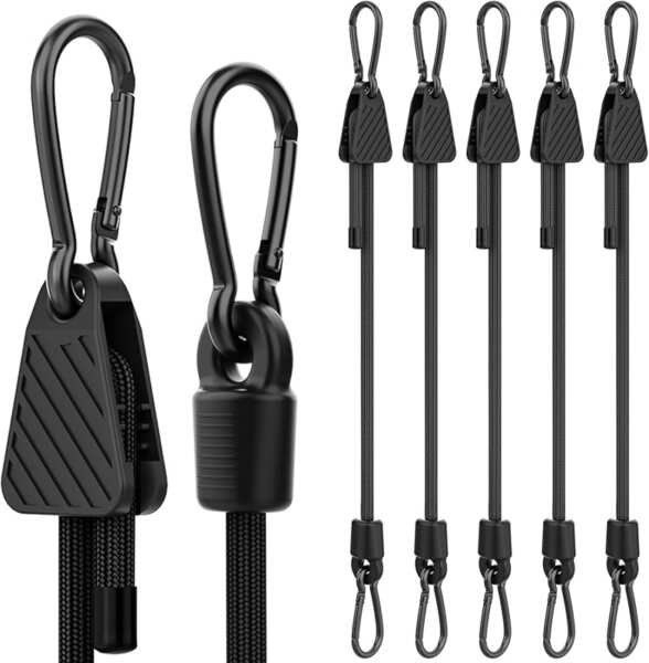 Adjustable 60 Inch Bungee Cords with Carabiner Hooks for Secure Cargo