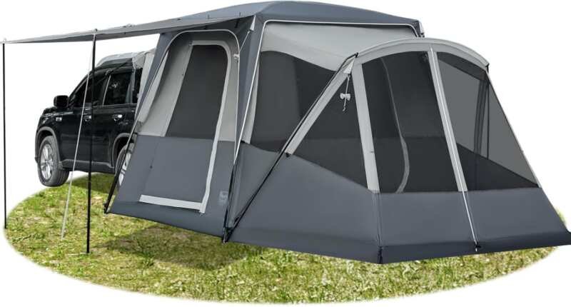 TIMBER RIDGE 5-9 Person SUV Tent with Screen Porch, Awning, Rainfly