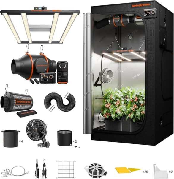 Spider Farmer G3000 3x3 Grow Tent Kit: 300W LED Lights, 4