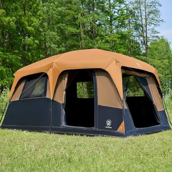 EVER ADVANCED 10 Person Blackout Family Camping Tent with Multi Room D