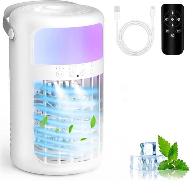 Upgraded 4-in-1 Portable Air Conditioner: Ultra-Quiet 1500ML Evaporati