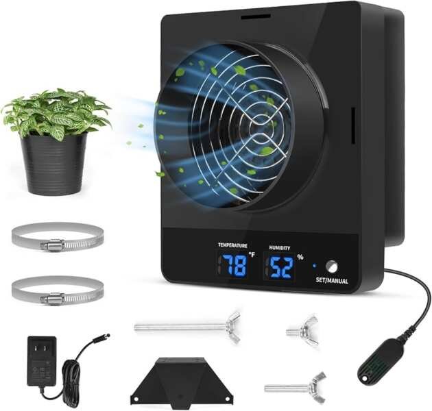4-Inch Grow Tent Inline Duct Fan with Automatic Temperature & Humidity