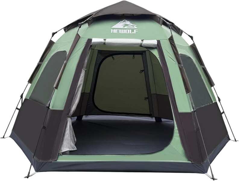 Hewolf 2/3/4 Person Instant Pop Up Camping Tent: Waterproof, Easy Setu