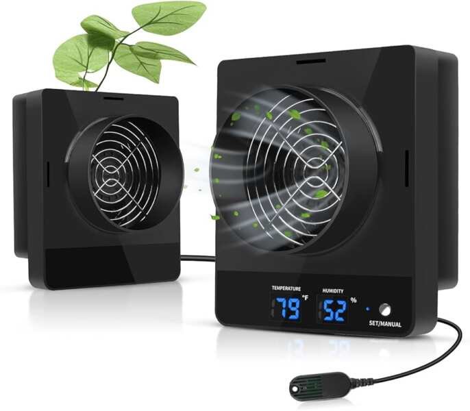 Smart 4-Inch Grow Tent Inline Duct Fan 2-Pack with Temp & Humidity Con