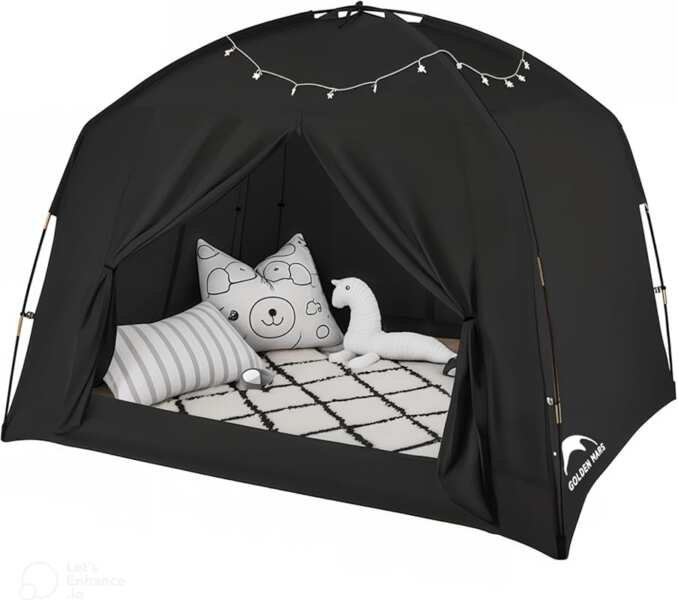 Breathable Blackout Bed Tents: 3 Doors, 93% Blackout Dream Play Tent f