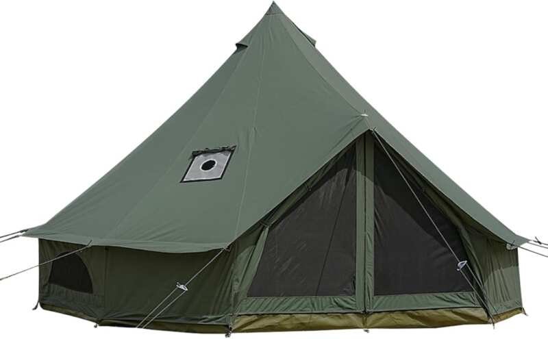 Waterproof Breathable Canvas Bell Tent with Stove Jack for Glamping Pa