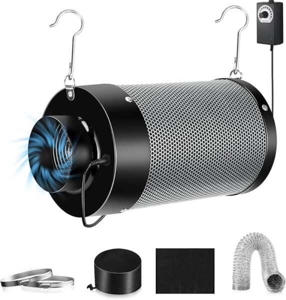 Atour 4'' Quiet Air Filtration Kit: 12-Speed Fan & Carbon Filter for G