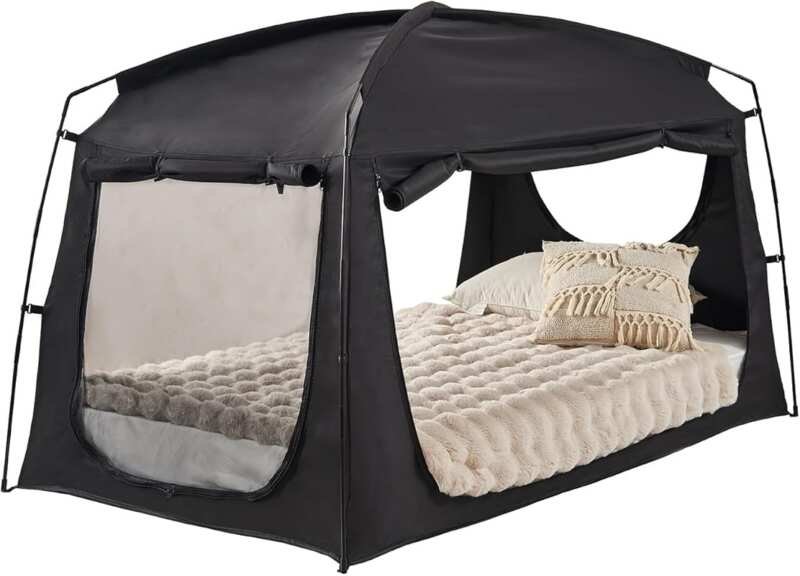Adult & Kids Privacy Bed Tent: Portable Blackout Canopy with 3 Doors &