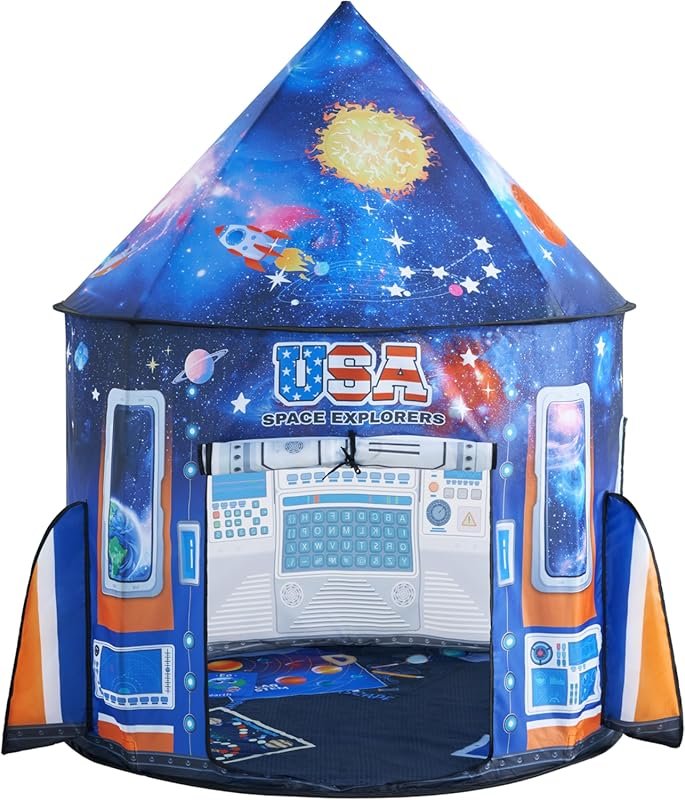JOYIN rocket ship play tent with glow-in-the-dark stars for kids, astr