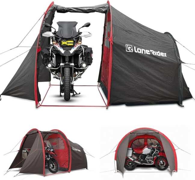 MotoTent 2 Person Waterproof Tunnel Motorcycle Tent with Integrated Bi