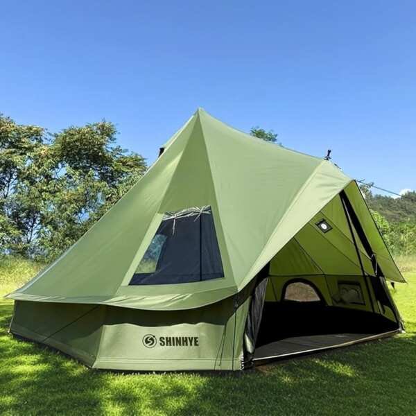 Bell Yurt Tent: Waterproof 420D Oxford Green Glamping Tent with Stove 