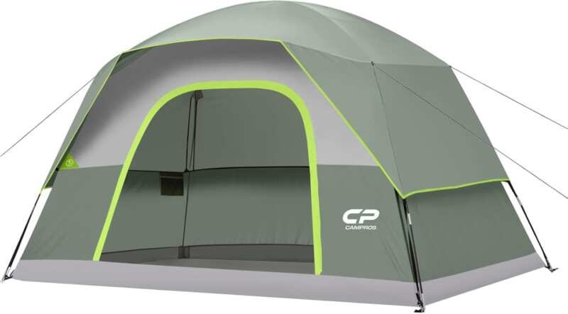6 Person Waterproof Windproof Double Layer Family Camping Tent, Easy S