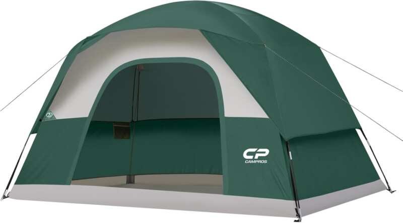 6 Person Waterproof Family Camping Tent, Double Layer, Easy Setup Dome